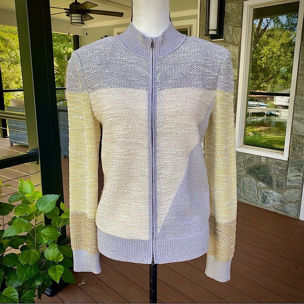 HP🤩⭐️🌷ST JOHN Beautiful Knit zip-up mock turtleneck sweater💗 Lovely tones🌷💗